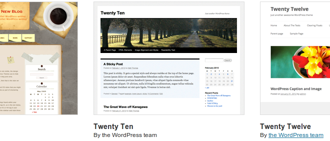 WordPress Larger Theme List Screenshots